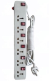 Power Strip Extension Board With Individual Switches, Universal Socket Multi Plug Board With Long Wire, 5 Amp 6 Universal Sockets With Individual Switch, Wall Mount Hole Design