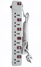 Power Strip Extension Board With Individual Switches, Universal Socket Multi Plug Board With Long Wire, 5 Amp 6 Universal Sockets With Individual Switch, Wall Mount Hole Design