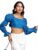 Tokyo Talkies Blue Bell Sleeve Styled Back Crop Top