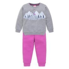 Luvlap Baby Girls Full Sleeve Sweatshirt & Pyjama Set Pack Of 1, Cotton Rich Fleece, Grey Melange, M (3 To 6 Months)