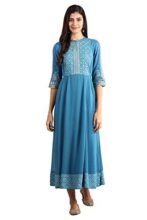 Aurelia Women’s Polyester Printed Regular Dress (21FEA11376-501539_Blue_S)