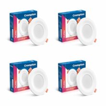 Crompton Star Lord JBNXT Junction Box Downlighter | 5W | Round | Warm White | Pack of 4 | Junction Box | Cutout: 3 inch, 75 mm | For use in halls, bedroom, kitchens, office, stores
