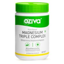 Oziva Magnesium Triple Complex 1100Mg For Muscle, Sleep And Nerve Function | With Aquamin Mg, Glycinate, Magnesium L-Threonate & Bisglycinate | 60 Vegetarian Tablets
