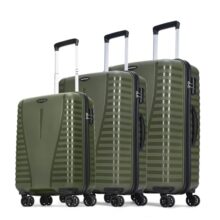 Aristocrat Airpro Set of 3 (Cabin+Medium+Large) Trolley Bags, Ivy Green | 8-Wheels, Polypropylene Case, Spacious, Combination Lock, Sturdy Zipper, Lightweight Travel Luggage, 3-Year Global Warranty