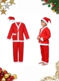 PoPo Toys Santa Claus Costume for Christmas Youth 14-17 Years| Red Santa Suit with Coat, Pant, Hat & Bag | Xmas Party & Fancy Dress Outfit Size 6