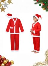 PoPo Toys Santa Claus Costume for Christmas Youth 14-17 Years| Red Santa Suit with Coat, Pant, Hat & Bag | Xmas Party & Fancy Dress Outfit Size 6