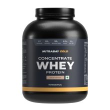 Nutrabay Gold 100% Whey Protein Concentrate With Digestive Enzymes & Vitamin Minerals, 25G Protein | Protein Powder For Muscle Support & Recovery – Cold Coffee, 2 Kg