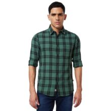 Spykar Green Checked Shirt for Men (Size: L)-MSHCS1BD237