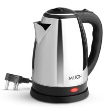 Milton Euroline Go Electro Stainless Steel Electric Kettle 1.2L, 1350 Watts, Portable Electric Kettle For Home, Office, Cool-Touch Handle & Lid, Auto Cut-Off, Detachable 360 Degree Connector, Silver