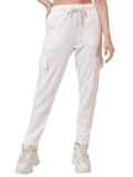 Tokyo Talkies Women White Solid Slim-Fit Cargo Track Pants