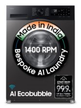 Samsung 9 kg, 5 star, AI EcoBubble, Super Speed, Wi-Fi, Hygiene Steam with Inbuilt Heater, Digital Inverter, Fully-Automatic Front Load Washing Machine (WW90DG5U24AXTL, Inox)