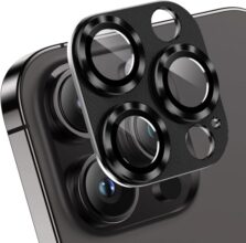 CELLMASTER Camera Lens Protector Compatible for Iphone 14 Pro Max Black Pack of 1