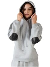 Sassafras Women Grey Melange Fleece Oversized Hoodie S