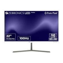 Zebronics Full HD LED Monitor, 21.5 Anti-Glare Screen, 100Hz Refresh Rate, Ultra Slim, Bezel-Less Display, 250nits Brightness, HDMI & VGA, Wall Mountable (A122)