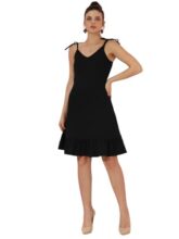 KOTTY Women’s Shoulder Straps A-Line Dress(Black,L)