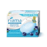 Fiama Skin Barrier Strengthening Moisturizing Soap Bar 125Gx3, Blueberry & Japanese Hokkaido Milk Celebration Pack Of 3, Non-Sticky Soft Skin, 1/3Rd Moisturizers, For Men & Women