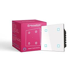 Homemate Wi-Fi Smart 4 Gang Touch Switch (White, Pack Of 1) | No Hub Required | Works With Amazon Alexa, Google Assistant & Siri