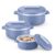 MILTON Micronova Jr. Gift Set Inner Stainless Steel Casserole, Set of 3 (380 ml, 775 ml, 1345 ml), Light Blue, BPA Free, Food Grade, Hot and Cold, Microwaverable Steel, Dishwasher Safe, Chapati, Roti