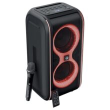 Zebronics Portable Bluetooth Speaker, Upto 5 Hours Playback, Dual 16.51cm Drivers, Karaoke, TWS, BT v5.4, USB, mSD, AUX, RGB, Wireless Mic with Display, Mobile Holder (Party Fyre 90)