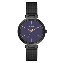 TIMEX Analog Watch for Women with Purple Round Dial & Black Stainless Steel Bracelet Band Water Resistant Women’s Wrist Watches – TWEL118SMU05