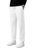 INKKR Men’s Comfortable Corduroy Pants | Relaxed Fit Stretch Casual White Trousers