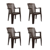 Cello Ultramatt Plastic Full Back Armchair, Set Of 4(Pearl Brown)