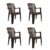 Cello Ultramatt Plastic Full Back Armchair, Set Of 4(Pearl Brown)