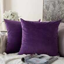 Khooti Velvet Cushion Cover, 28×28 | Purple | Pack of 2 | Solid Plain Soft & Smooth, Decorative Cushion Covers for Living Room, Bedroom, Couches, Chairs, Sofas, Beds & Home Decor