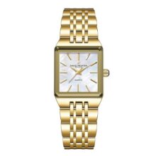 Daniel Hechter Paris Clara Collection Analog Quartz Watch for Women with Square Mother of Pearl White Dial, Metal Case, Gold Stainless Steel Strap and Water Resistant – DHW2027-55