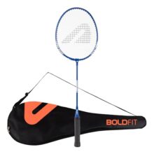 Boldfit Badminton Rackets For Beginners, Adults Aluminium Shuttle Bat With Full Cover Bag Badminton Racket For Practice & Match Lightweight Badminton Racquet With Grip Handle Shuttle Racket – Blue