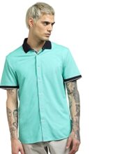 Jack & Jones Men’s Solid Regular Fit Shirt (12220708_Florida Keys L), Blue