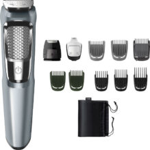 PHILIPS MG3760/33, 11 in 1 Multigroomer, Unique DualCut Tech Grooming Kit 75 min  Runtime 8 Length Settings(Silver)