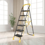 Parasnath 6 Step Yellow Diamond Steel Foldable Ladder for Home – Wide Anti Skid Plastic Step Ladder for Extra Gripping 6.2 FT Ladder – 6 Year Manufacturer Warranty – Made in India