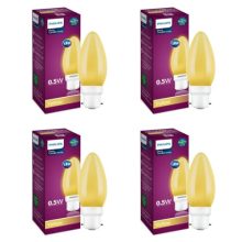 Philips Led Deco Yellow 0.5W Glass Candle (Pack Of 4)