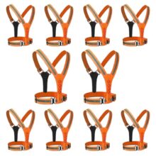 Robustt High visibility LED Safety Vest Jacket – Orange (Pack of 10) | 360° Visibility | 3 LED Light Modes | Adjustable Fit | Coin cell Powered Reflector Vest for Night Running, Walking, and Biking