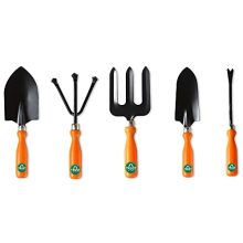 Trustbasket Gardening Hand Tools Set – 5 Pcs (Cultivator, Big And Small Trowel, Weeder, Fork) | Gardening Tools For Home Garden | Durable Plant Tool Kit | Farming Tools