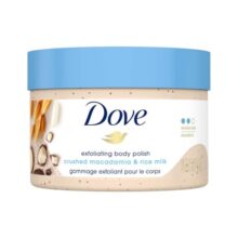 Dove Exfoliating Body Polish| Body Scrub |Deeply Nourishing Crushed Macadamia And Rice Milk |Moisturises & Brightens Skin | Sulphate Free|298Gm
