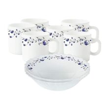 Larah by Borosil Helena Opalware Snacks Set, 8-Pieces, White
