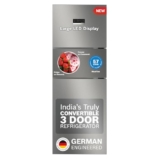 Bosch 303L, 3 Star, Maxflex Convert Frost Free Triple Door Refrigerator | 8-In-1 Convertible Storage Modes | 57L Extra Convertible Zone | Cool Extend Up To 18 Hours (Cmc33S03Ni, Shiny Silver)