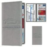 Oniswell Car Registration & Insurance Document Holder Pu Leather With Transparent Pockets And Magnetic Closure