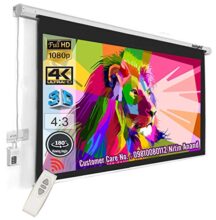 Inlight® Cineview Motorised Projector Screen, 84 Inches Diagonal 4:3 Format | 6 Ft. x 4 Ft., Supports Ultra HD-3D-4K Technology(White)