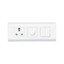 Wipro Northwest (Nowa) Switch Combo of 6M Plate + 1M 6A Switch x2 + 6A 3Pin Socket + 5 Step Fan Regulator, White (Kit 11)