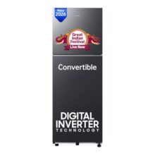 Samsung 236 L, 3 Star, Convertible, Digital Inverter Frost Free Double Door Refrigerator (RT40H28U3FHL, Black DOI, 2026 Model)