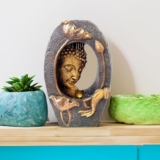 Homestic Polyresin Buddha Fountain for Home Decor with LED Lights | 33x17x49.5 cm | Fountain for Living Room/Hall/Office/Garden D?cor Gifting | Bronze Color