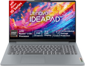 Lenovo IdeaPad Slim 3 AMD Ryzen 3 30 – (16 GB/512 GB SSD/Windows 11 Home) IdeaPad Slim 3 15AMN8 Thin and Light Laptop(15.6 inch, Arctic Grey, 1.62 kg, With MS Office)