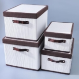 UMAI Laundry Basket | Bamboo Cloth Laundry Basket | LaundryBasket for Clothes-Toys | Storage Hamper with Lid | Foldable & Durable | Set of 4 | White