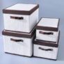 UMAI Laundry Basket | Bamboo Cloth Laundry Basket | LaundryBasket for Clothes-Toys | Storage Hamper with Lid | Foldable & Durable | Set of 4 | White