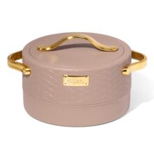 SELVEL Heritage Casserole 800 ml | Stainless Steel Inner & Premium Plastic Outer Body | Insulated Hot Pot for Roti, Rice & Curry | Elegant Brown Finish with Gold Handles