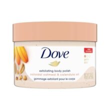 Dove Exfoliating Body Polish Scrub For Delicate & Sensitive Skin With Oatmeal & Calendula Oil, Gently Exfoliates And Moisturizes To Reveal Instantly Soft, Smooth & Healthy Skin, Naturally Derived Ingredients, Sulfate-Free, Floral Fragrance, 298G