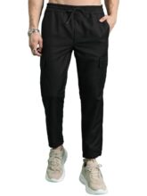 Highlander Men Mid Rise Regular Pants (Phtr000001_Black_L)